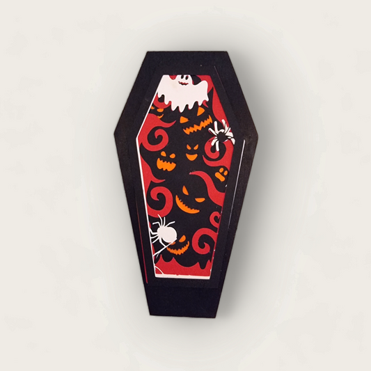 Halloween Sarg - Kürbisse und Spinnen