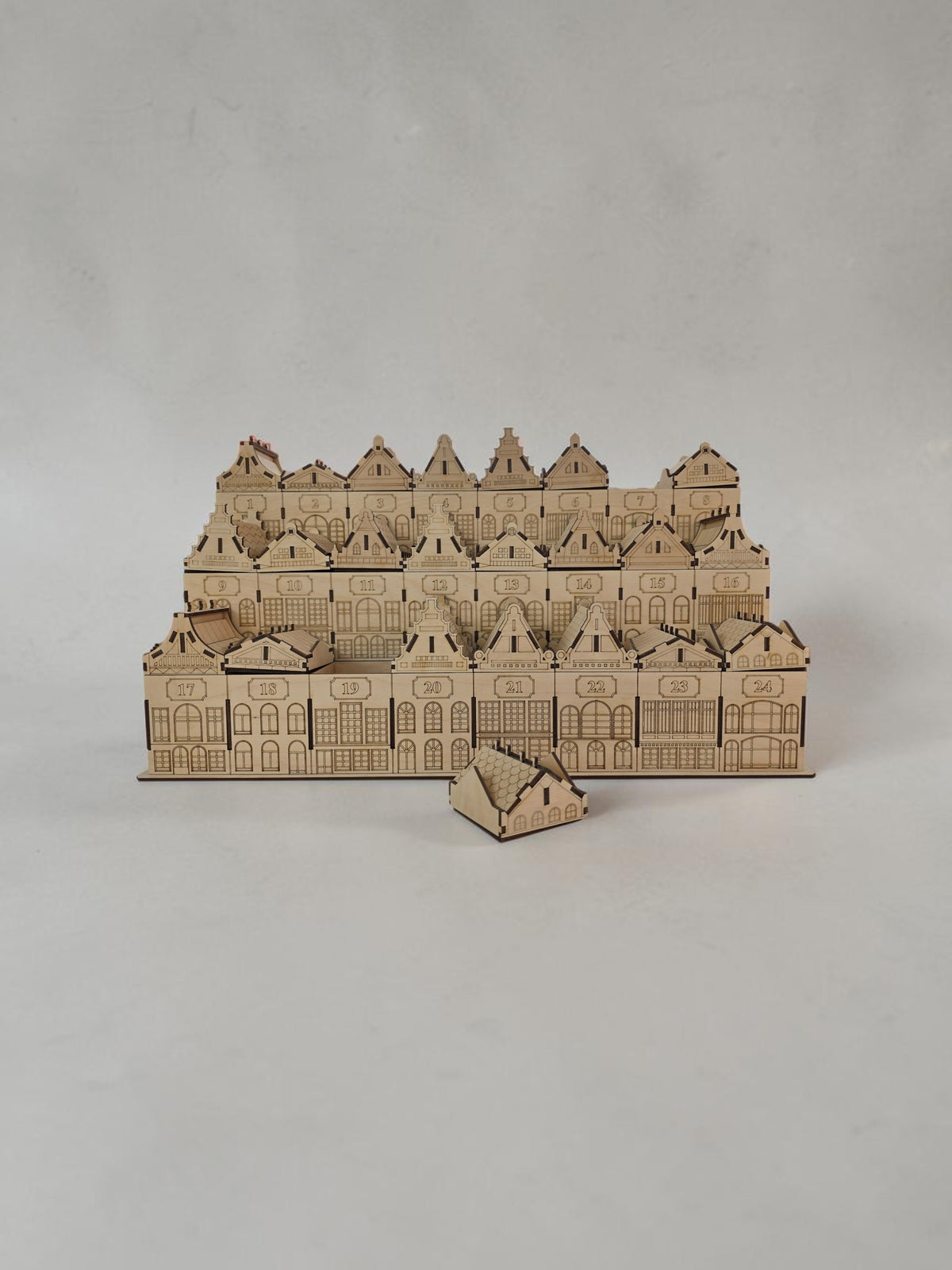 Adventskalender hus på rad