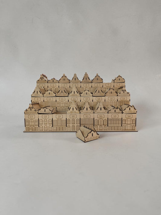 Adventskalender hus på rad