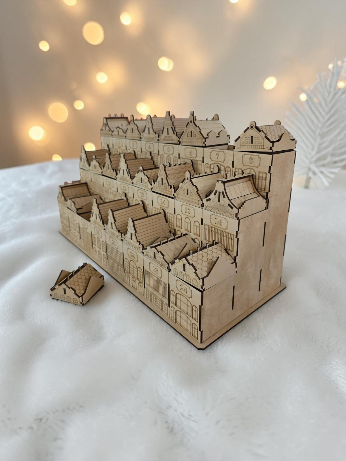 Adventskalender hus på rad