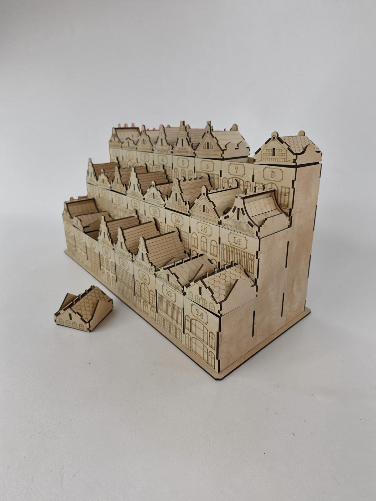 Adventskalender hus på rad